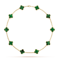 18K Vintage Alhambra Malachite 10 Motifs Necklace