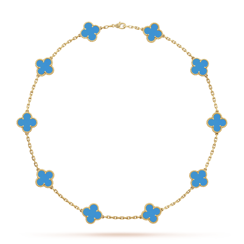 18K Vintage Alhambra Agate 10 Motifs Necklace