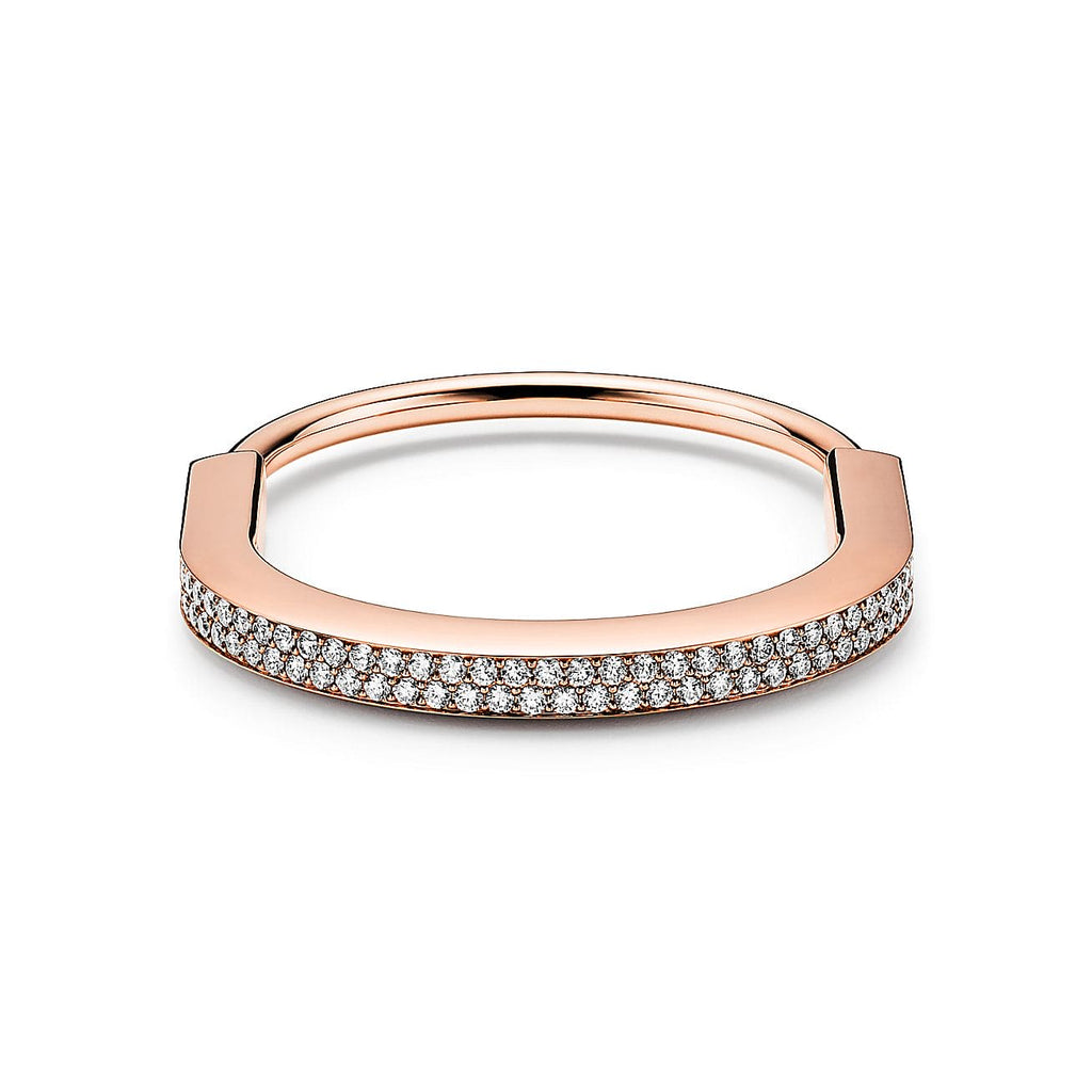 18K T Lock Bangle Full Pave Diamonds Bracelet