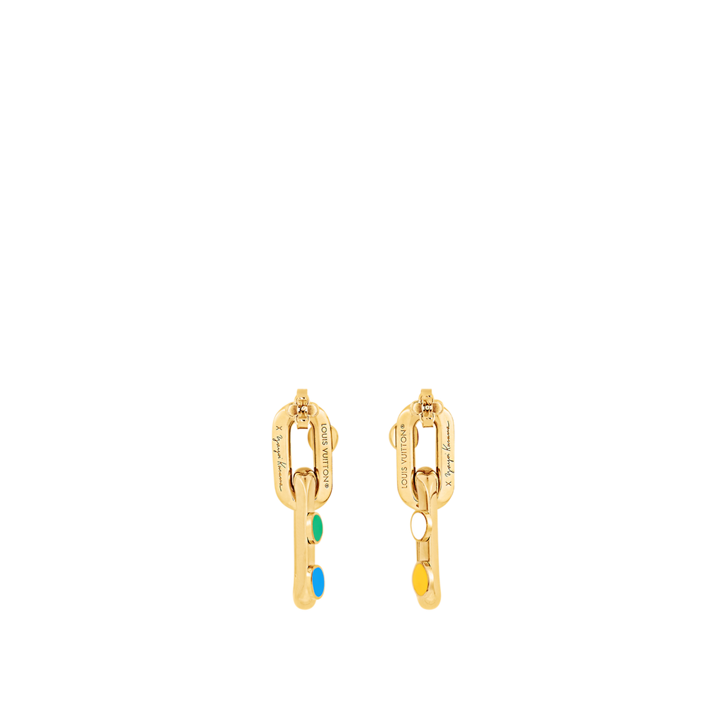 18k Louis x YK LV Edge Painted Dots Earrings