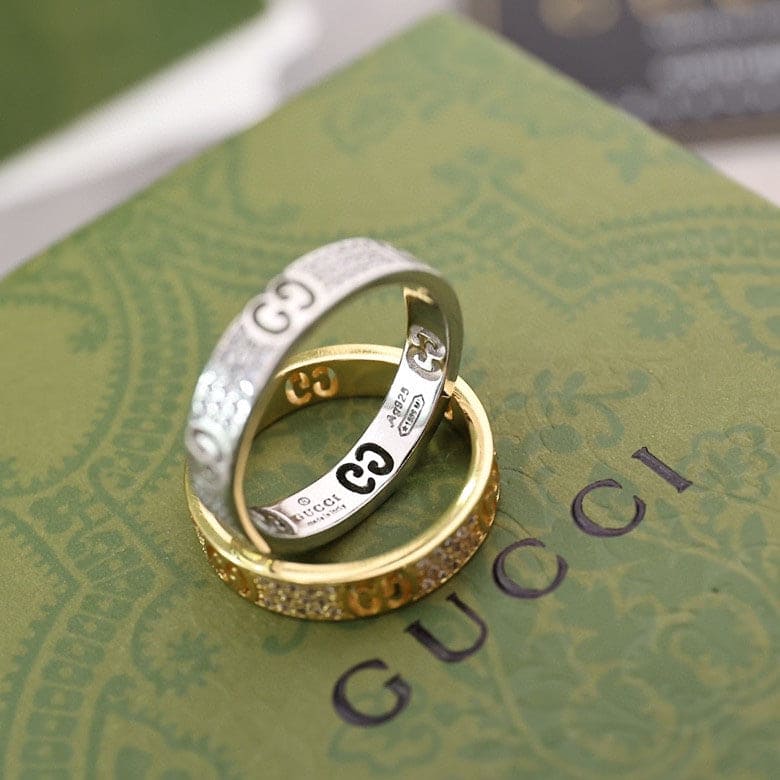 18K Double G Icon Full Diamonds Ring