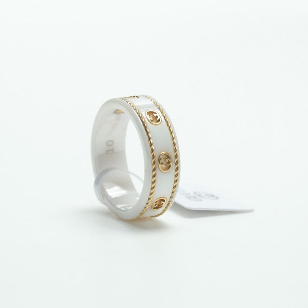 18K GG Interlocking G Icon White Zirconia Ring