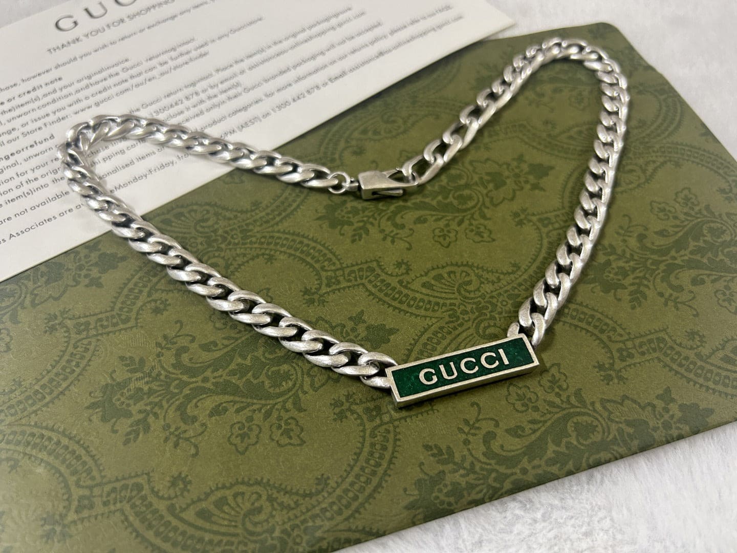 Double G Enamel Chain Necklace