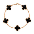 18K Vintage Alhambra Five Motifs Clover Onyx Bracelet