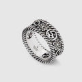 GG Aged Sterling Silver Interlocking G Flower Ring