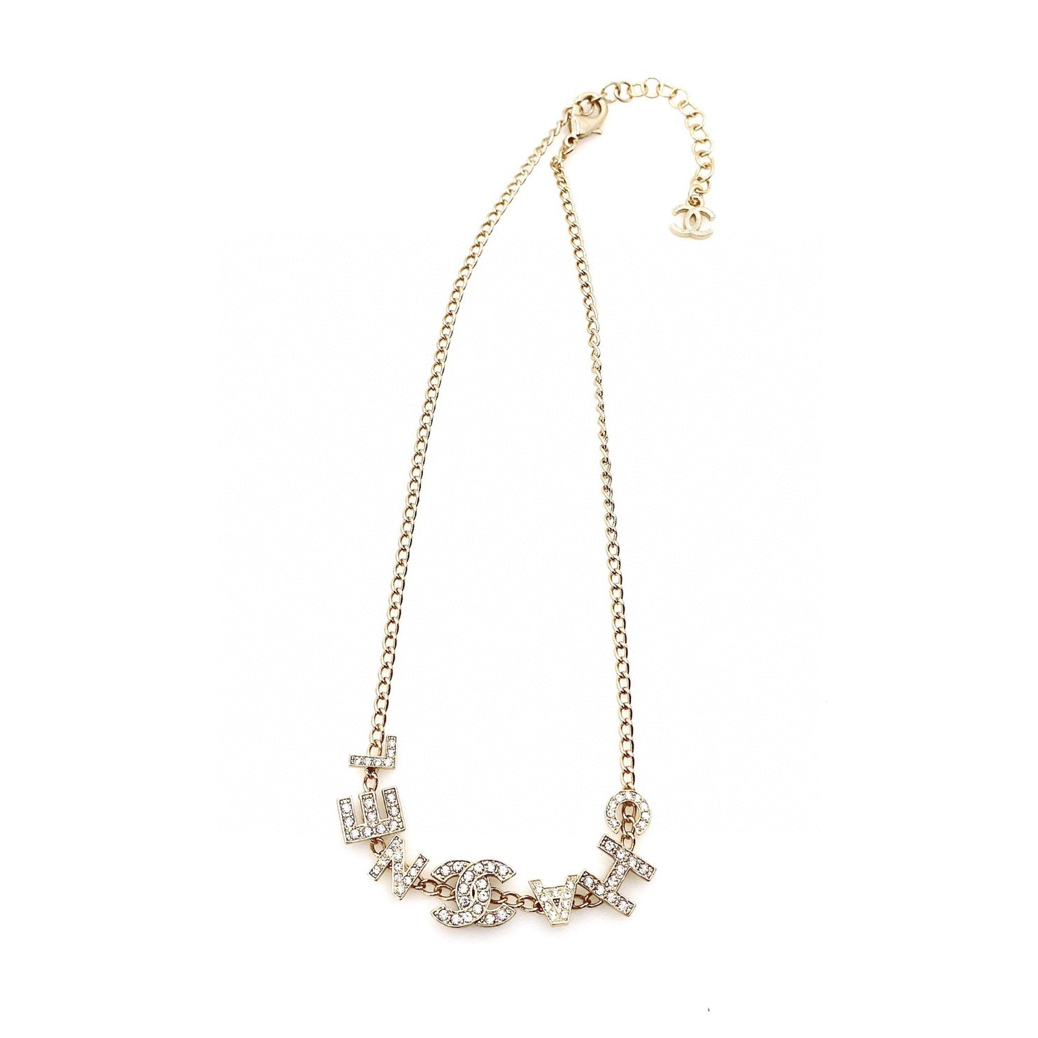 18K CC Script Diamonds Necklace