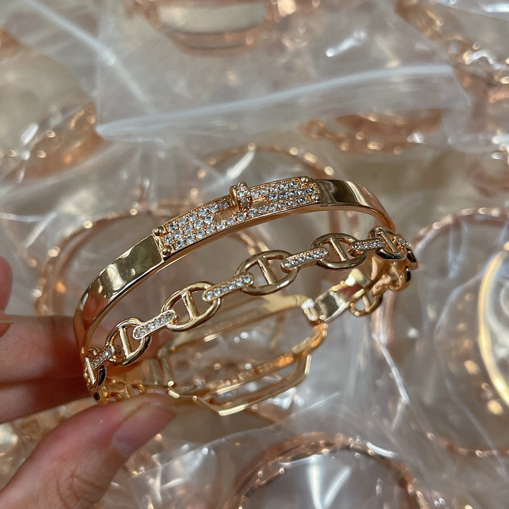18K Kelly Double Tour Diamond H Bracelet