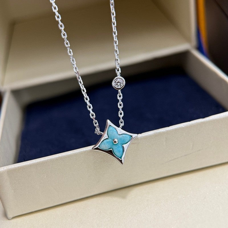 18K Louis Blue Color Blossom Necklace