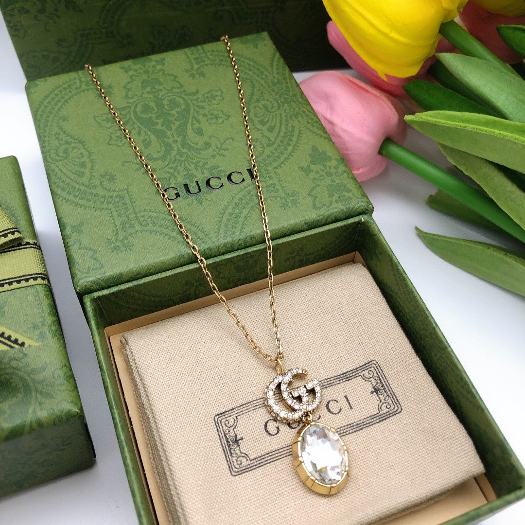 18K Double G Crystal Necklace