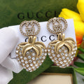 18K Double G Crystal Strawberry Pendant Earrings