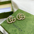 18K Double G Pearls Earrings