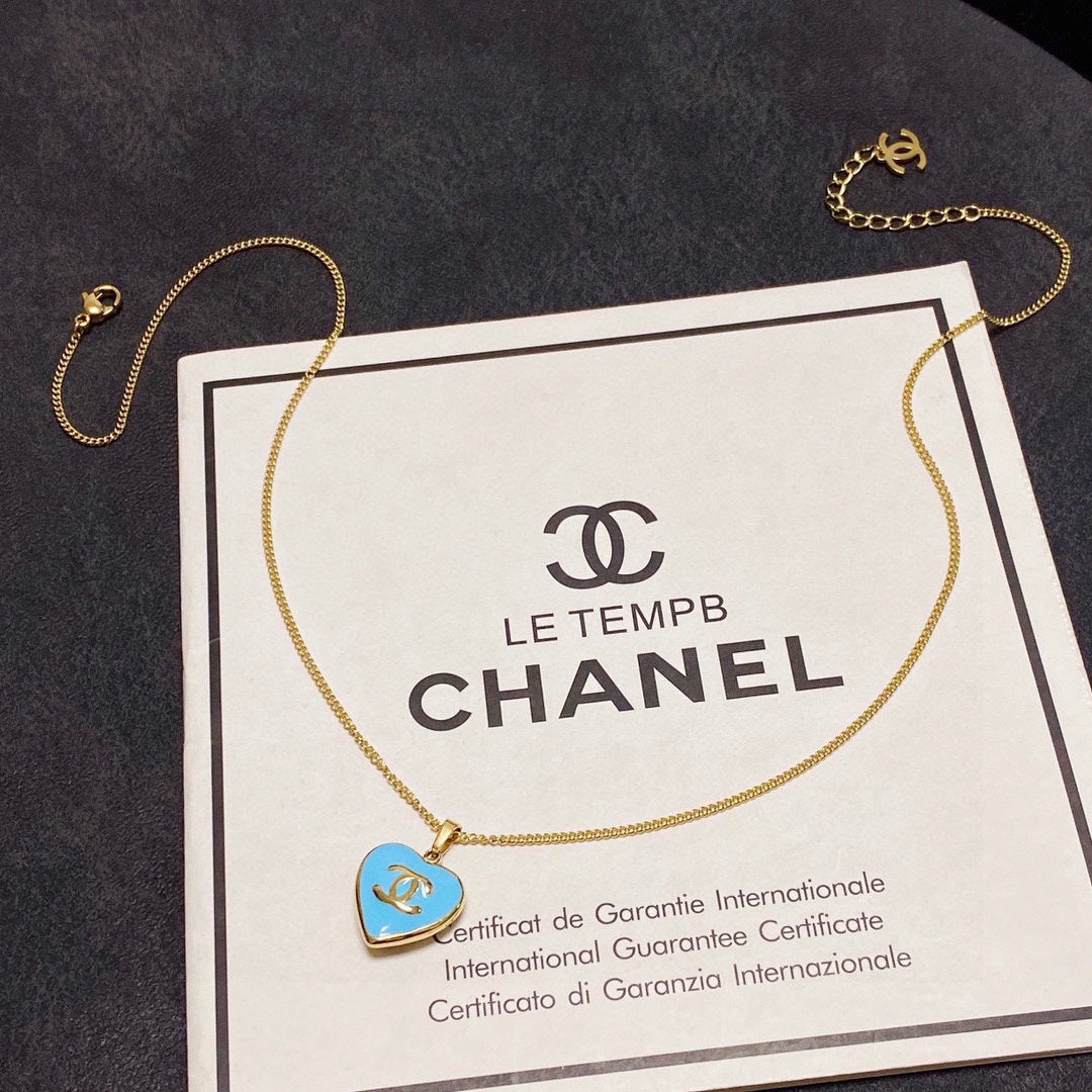 18K CC Blue Heart Necklace