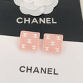 18K CC Pink Resin Earrings
