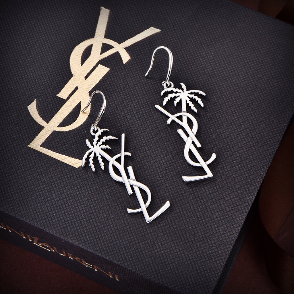 18K Saint Monogram Palmier Statement Earrings