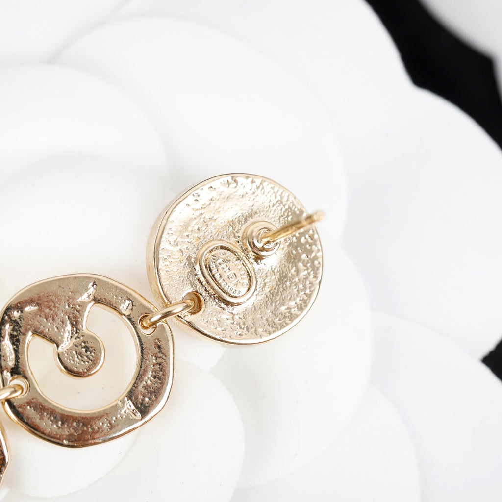 18K CC Script Pendant Earrings