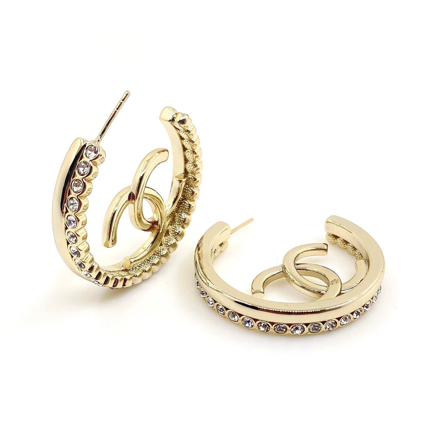 18K CC Circle Crystals Earrings