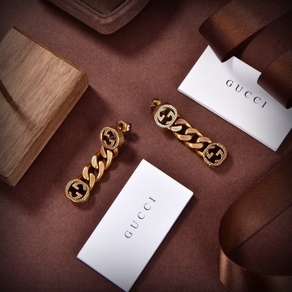 18K Double G Chain Earrings