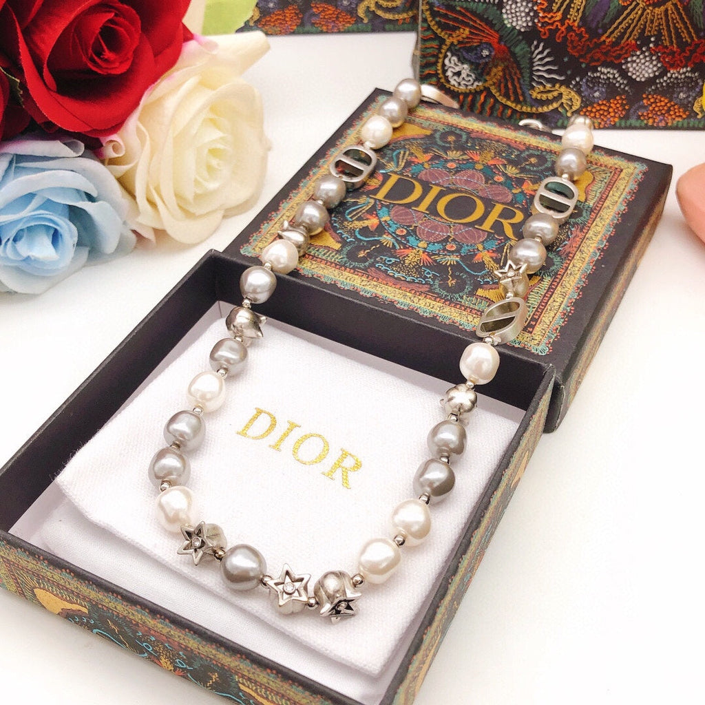 18K CD Pearls And Stars Necklace