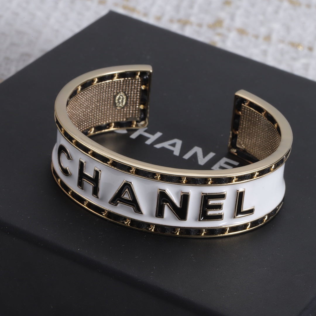 18K CC White Cuff Bracelet