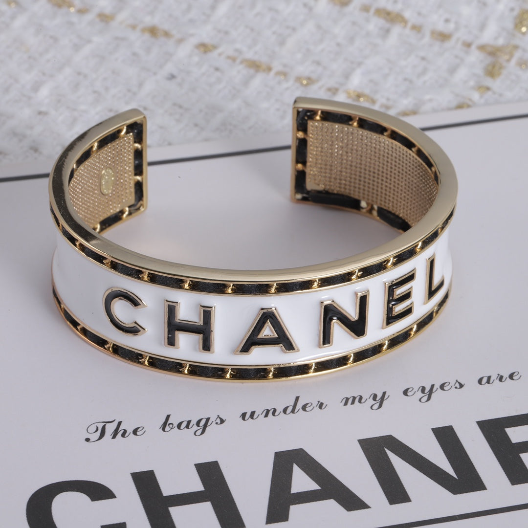 18K CC White Cuff Bracelet